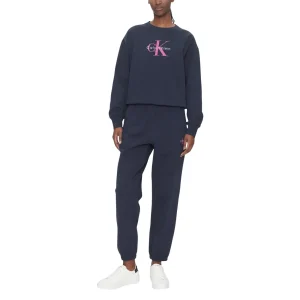 Calvin Klein Jeans Pantaloni Sportivi Donna Blu Lacci Tasche Anteriori Cotone Poliestere Autunno Inverno LV047B235G