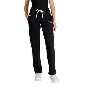 Icon Pantaloni Sportivi Donna Neri Stampa Lacci Tasche Anteriori Cotone 65% Poliestere 35% Autunno Inverno ICDF2W6P001