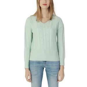 Guess Maglia Donna Verde in 35% Cotone 35% Modal 30% Poliestere a Manica Lunga con Scollo a V W3RR25Z2BB0