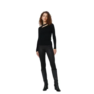 Diane Von Furstenberg Maglia Donna Nera in 84% Lana 14% Nylon 2% Spandex a Manica Lunga con Scollo Tondo V_32155