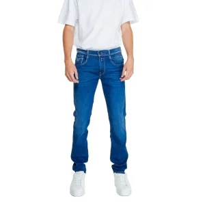Replay Jeans Uomo Blu Monocromo in Cotone 89% Lycra 11% con Zip e Bottone Tasche Anteriori e Posteriori M914Y .000.661 K04