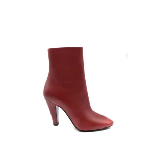 Saint Laurent Stivali Donna Rossi con Cerniera Stivaletti in Pelle 100% Autunno/Inverno B_44957