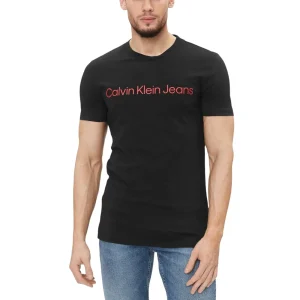 Calvin Klein Jeans T-Shirt Uomo Nera Stampa Manica Corta Scollo Tondo 100% Cotone Primavera/Estate J30J322552