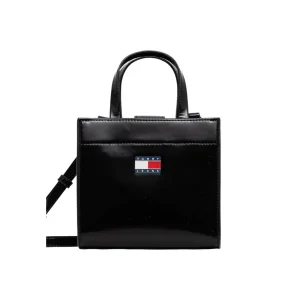 Tommy Hilfiger Jeans Borsa Donna Nero Mano Tracolla Bottone Tasca Interna Poliuretano 100% Autunno Inverno AW0AW17870
