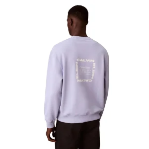 Calvin Klein Jeans Felpa Uomo Lilla Maniche Lunghe Scollo Tondo Cotone 100% Primavera Estate LV04RE254G