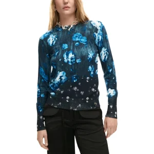Desigual Maglione leggero Donna Nera Fantasia Floreale Maniche Lunghe 26SWJF11