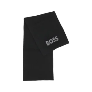 Boss Sciarpa Uomo Nera con Stampa - Sciarpa Lana Acrilico Viscosa 180x25cm Autunno Inverno