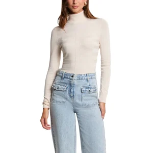 Morgan De Toi Maglia Donna Bianca in 77% Viscosa 23% Poliammide a Manica Lunga con Scollo Alto 252-MENTHYO