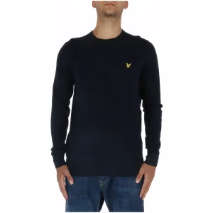 Lyle & Scott Maglia Uomo Blu Scuro Stampa Manica Lunga Cotone Lana Autunno Inverno WH7_22170128_BLUE_SCURO