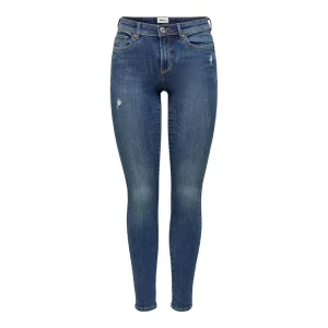 Only Jeans Donna Blu con Zip Bottone Tasche Anteriori Posteriori Effetto Strappato in Cotone 98% Lycra 2% Autunno/Inverno 15219241