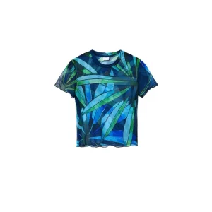 Desigual T-Shirt Donna Blu Stampa Manica Corta Scollo Tondo 93% Poliestere 7% Elastan Primavera/Estate 23SWMK19