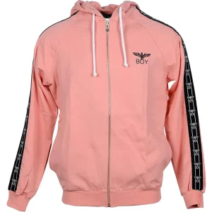 Boy London Felpa Uomo Rosa con Zip Cappuccio Stampa Maniche Lunghe Tasche Anteriori in Cotone 100% Autunno/Inverno 55503145