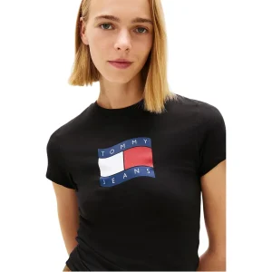 Tommy Hilfiger Jeans T-Shirt SLIM WAVY FLAG Maniche Corte Donna DW0DW22781