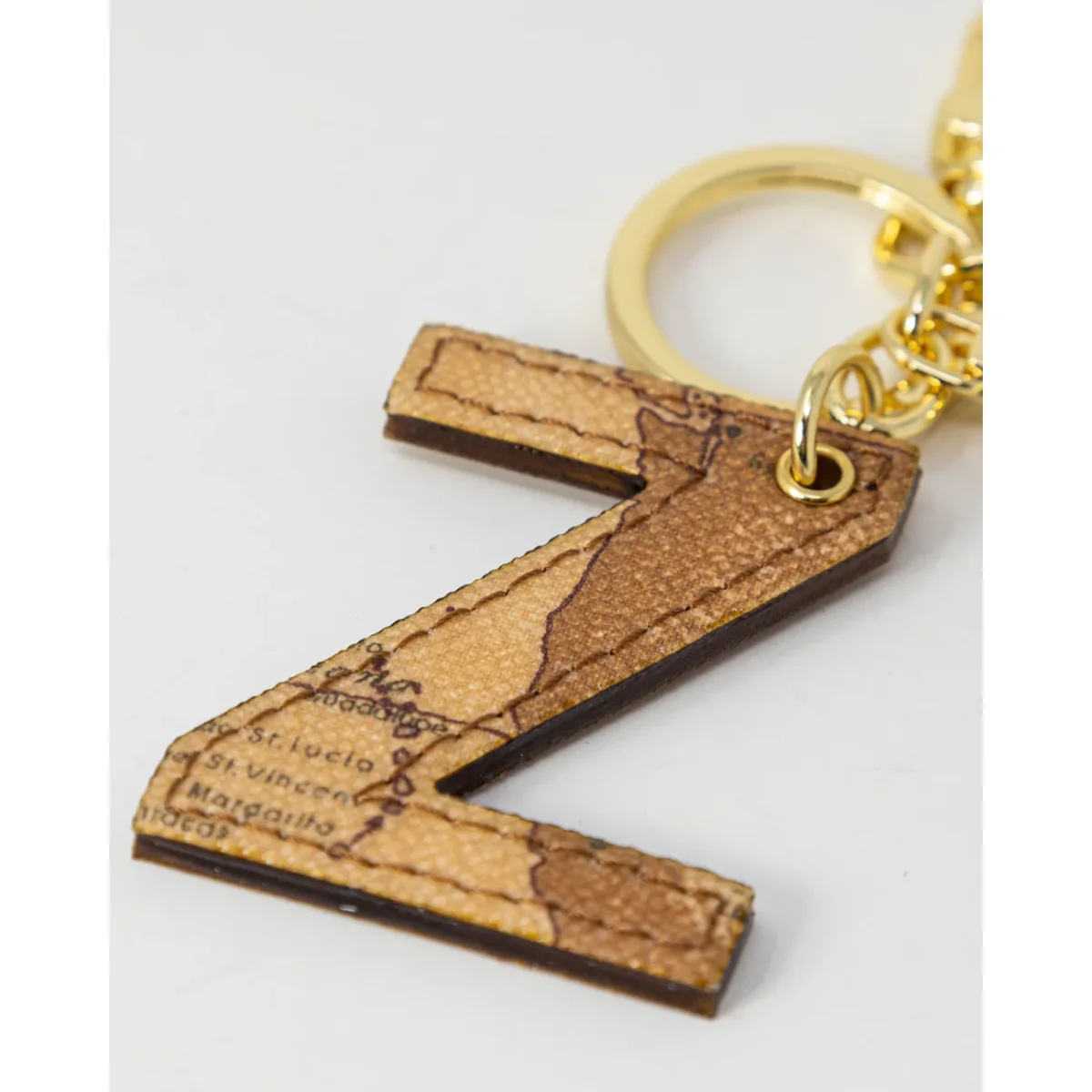 Alviero Martini Prima Classe Portachiavi Donna Beige Stampa Geo 100% Pelle Accessori Moda P00Z 6000 - immagine 4